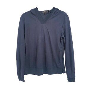 Theory Easy Rib Lightweight‎ Hoodie in Space Knit Luxe Navy Blue Size S